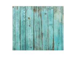 Banjado Herdabdeckplatte Glas 2 Teilig Je 30x52CM Schneidebrett Herdabdeckung Mit Motiv Blaues Holz