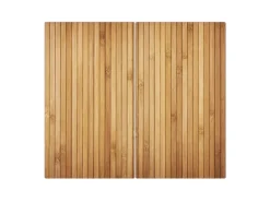 Banjado Herdabdeckplatte Glas 2 Teilig Je 30x52CM Schneidebrett Herdabdeckung Mit Motiv Bambusholz