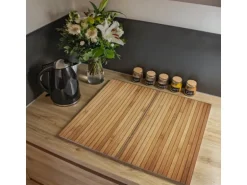 Banjado Herdabdeckplatte Glas 2 Teilig Je 30x52CM Schneidebrett Herdabdeckung Mit Motiv Bambusholz