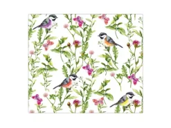 Banjado Herdabdeckplatte Glas 1 Teilig 60x52CM Schneidebrett Herdabdeckung Mit Motiv Meisen Im Klee