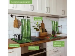 Banjado Herdabdeckplatte Glas 2 Teilig Je 30x52CM Schneidebrett Herdabdeckung Mit Motiv Bambus