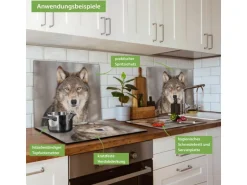 Banjado Herdabdeckplatte Glas 1 Teilig 60x52CM Schneidebrett Herdabdeckung Mit Motiv Soraya