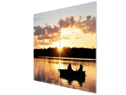 Banjado Herdabdeckplatte Glas 2 Teilig Je 30x52CM Schneidebrett Herdabdeckung Mit Motiv Angler