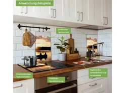 Banjado Herdabdeckplatte Glas 2 Teilig Je 30x52CM Schneidebrett Herdabdeckung Mit Motiv Angler