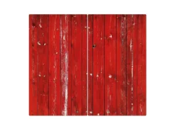 Banjado Herdabdeckplatte Glas 2 Teilig Je 30x52CM Schneidebrett Herdabdeckung Mit Motiv Rote Holzlatten