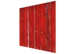 Banjado Herdabdeckplatte Glas 2 Teilig Je 30x52CM Schneidebrett Herdabdeckung Mit Motiv Rote Holzlatten