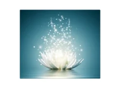 Banjado Herdabdeckplatte Glas 1 Teilig 60x52CM Schneidebrett Herdabdeckung Mit Motiv Magische Lotusblüte