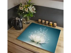 Banjado Herdabdeckplatte Glas 1 Teilig 60x52CM Schneidebrett Herdabdeckung Mit Motiv Magische Lotusblüte