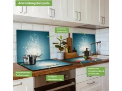 Banjado Herdabdeckplatte Glas 1 Teilig 60x52CM Schneidebrett Herdabdeckung Mit Motiv Magische Lotusblüte