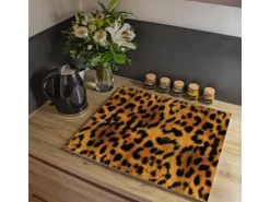 Banjado Herdabdeckplatte Glas 1 Teilig 60x52CM Schneidebrett Herdabdeckung Mit Motiv Leopard