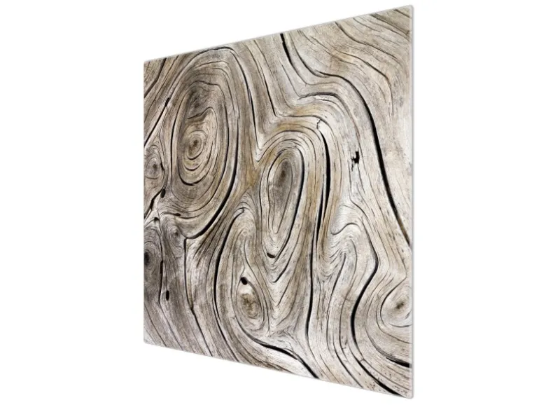 Banjado Herdabdeckplatte Glas 1 Teilig 60x52CM Schneidebrett Herdabdeckung Mit Motiv Holzwirbel