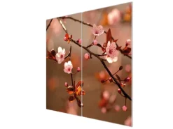 Banjado Herdabdeckplatte Glas 2 Teilig Je 30x52CM Schneidebrett Herdabdeckung Mit Motiv Blühender Kirschzweig