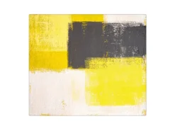 Banjado Herdabdeckplatte Glas 1 Teilig 60x52CM Schneidebrett Herdabdeckung Mit Motiv Abstrakt Gelb