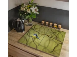 Banjado Herdabdeckplatte Glas 2 Teilig Je 30x52CM Schneidebrett Herdabdeckung Mit Motiv Blaumeise Im Baum