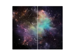 Banjado Herdabdeckplatte Glas 2 Teilig Je 30x52CM Schneidebrett Herdabdeckung Mit Motiv Im Weltall 2
