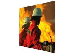 Banjado Herdabdeckplatte Glas 2 Teilig Je 30x52CM Schneidebrett Herdabdeckung Mit Motiv Feuer