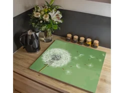 Banjado Herdabdeckplatte Glas 1 Teilig 60x52CM Schneidebrett Herdabdeckung Mit Motiv Pusteblume 3