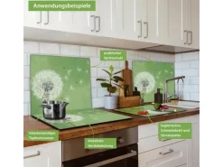 Banjado Herdabdeckplatte Glas 1 Teilig 60x52CM Schneidebrett Herdabdeckung Mit Motiv Pusteblume 3