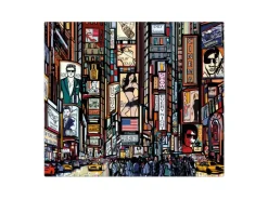 Banjado Herdabdeckplatte Glas 1 Teilig 60x52CM Schneidebrett Herdabdeckung Mit Motiv New York Show