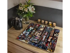Banjado Herdabdeckplatte Glas 1 Teilig 60x52CM Schneidebrett Herdabdeckung Mit Motiv New York Show