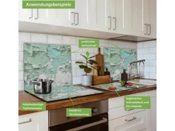 Banjado Herdabdeckplatte Glas 1 Teilig 60x52CM Schneidebrett Herdabdeckung Mit Motiv Patina Mint