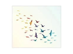 Banjado Herdabdeckplatte Glas 1 Teilig 60x52CM Schneidebrett Herdabdeckung Mit Motiv Fliegende Vögel