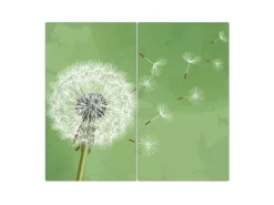 Banjado Herdabdeckplatte Glas 2 Teilig Je 30x52CM Schneidebrett Herdabdeckung Mit Motiv Pusteblume 3