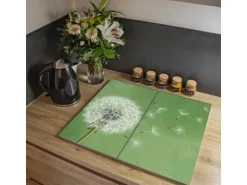 Banjado Herdabdeckplatte Glas 2 Teilig Je 30x52CM Schneidebrett Herdabdeckung Mit Motiv Pusteblume 3