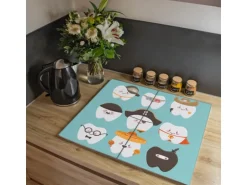 Banjado Herdabdeckplatte Glas 2 Teilig Je 30x52CM Schneidebrett Herdabdeckung Mit Motiv Neun Zähne