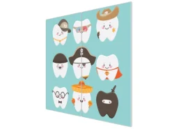 Banjado Herdabdeckplatte Glas 2 Teilig Je 30x52CM Schneidebrett Herdabdeckung Mit Motiv Neun Zähne