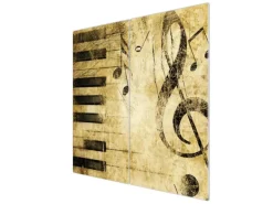 Banjado Herdabdeckplatte Glas 2 Teilig Je 30x52CM Schneidebrett Herdabdeckung Mit Motiv Music