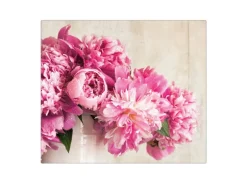 Banjado Herdabdeckplatte Glas 1 Teilig 60x52CM Schneidebrett Herdabdeckung Mit Motiv Pfingstrose