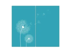 Banjado Herdabdeckplatte Glas 2 Teilig Je 30x52CM Schneidebrett Herdabdeckung Mit Motiv Pusteblume 4