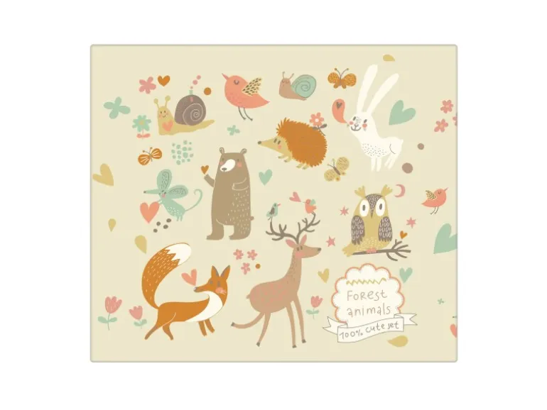 Banjado Herdabdeckplatte Glas 1 Teilig 60x52CM Schneidebrett Herdabdeckung Mit Motiv Waldtiere