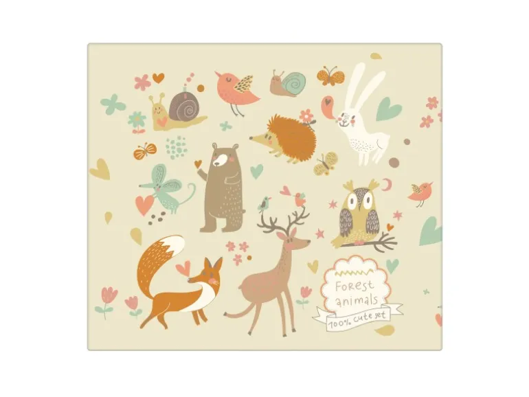 Banjado Herdabdeckplatte Glas 1 Teilig 60x52CM Schneidebrett Herdabdeckung Mit Motiv Waldtiere