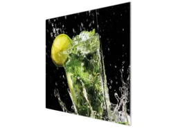 Banjado Herdabdeckplatte Glas 1 Teilig 60x52CM Schneidebrett Herdabdeckung Mit Motiv Brasilianischer Cocktail