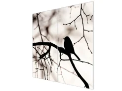 Banjado Herdabdeckplatte Glas 2 Teilig Je 30x52CM Schneidebrett Herdabdeckung Mit Motiv Früher Vogel