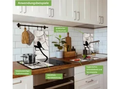 Banjado Herdabdeckplatte Glas 2 Teilig Je 30x52CM Schneidebrett Herdabdeckung Mit Motiv Früher Vogel