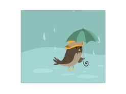 Banjado Herdabdeckplatte Glas 1 Teilig 60x52CM Schneidebrett Herdabdeckung Mit Motiv Rainbird