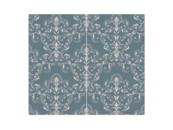 Banjado Herdabdeckplatte Glas 2 Teilig Je 30x52CM Schneidebrett Herdabdeckung Mit Motiv Royal Creme Blau