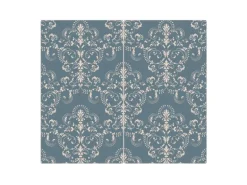 Banjado Herdabdeckplatte Glas 2 Teilig Je 30x52CM Schneidebrett Herdabdeckung Mit Motiv Royal Creme Blau