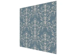 Banjado Herdabdeckplatte Glas 2 Teilig Je 30x52CM Schneidebrett Herdabdeckung Mit Motiv Royal Creme Blau