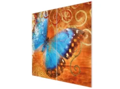 Banjado Herdabdeckplatte Glas 2 Teilig Je 30x52CM Schneidebrett Herdabdeckung Mit Motiv Schmetterling