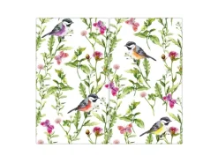 Banjado Herdabdeckplatte Glas 2 Teilig Je 30x52CM Schneidebrett Herdabdeckung Mit Motiv Meisen Im Klee