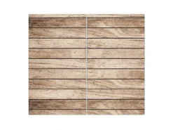 Banjado Herdabdeckplatte Glas 2 Teilig Je 30x52CM Schneidebrett Herdabdeckung Mit Motiv Blasse Holzlatten