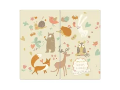 Banjado Herdabdeckplatte Glas 2 Teilig Je 30x52CM Schneidebrett Herdabdeckung Mit Motiv Waldtiere