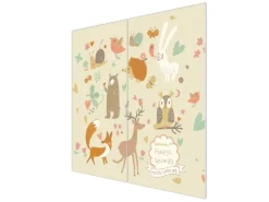 Banjado Herdabdeckplatte Glas 2 Teilig Je 30x52CM Schneidebrett Herdabdeckung Mit Motiv Waldtiere