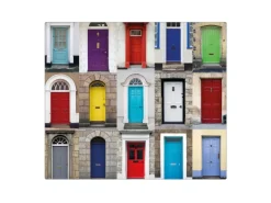 Banjado Herdabdeckplatte Glas 1 Teilig 60x52CM Schneidebrett Herdabdeckung Mit Motiv Türen