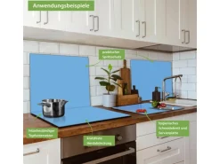 Banjado Herdabdeckplatte Glas 1 Teilig 60x52CM Schneidebrett Herdabdeckung Mit Motiv Pastellblau