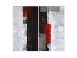 Banjado Herdabdeckplatte Glas 2 Teilig Je 30x52CM Schneidebrett Herdabdeckung Mit Motiv Abstrakt Rot